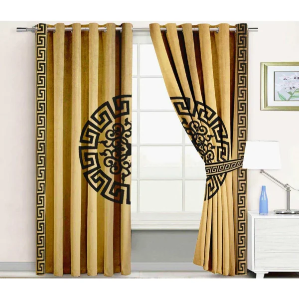 Royal Circle Velvet Eyelet Curtains 2 Pcs