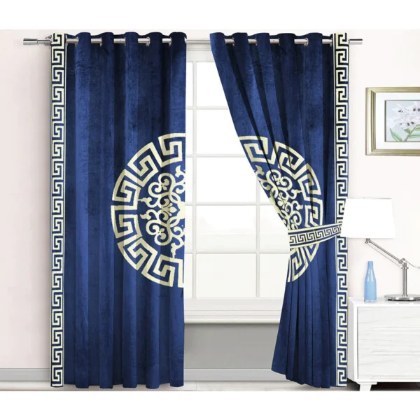 Royal Circle Velvet Eyelet Curtains 2 Pcs - Image 3