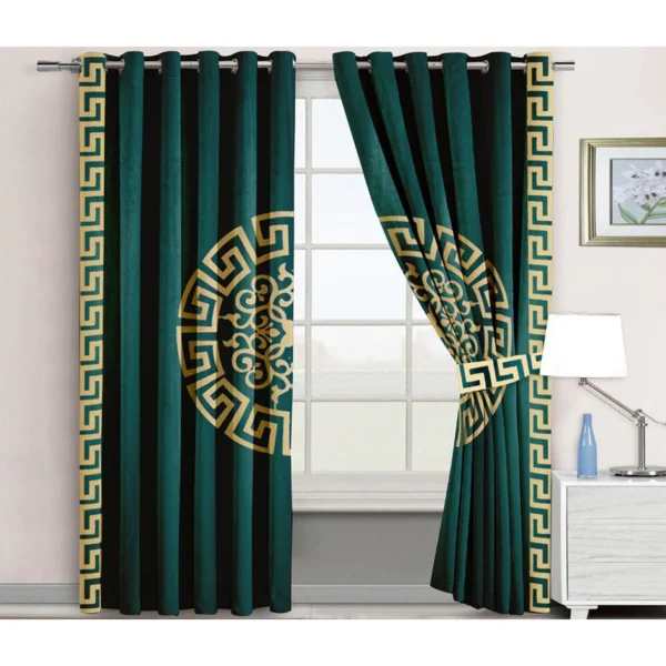 Royal Circle Velvet Eyelet Curtains 2 Pcs - Image 4