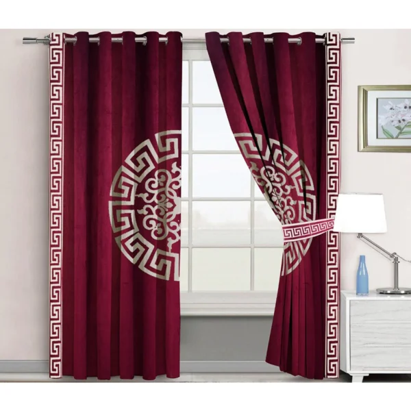 Royal Circle Velvet Eyelet Curtains 2 Pcs - Image 5