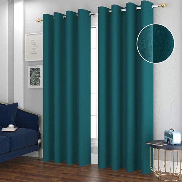 Plain Velvet Curtains 2 Pcs